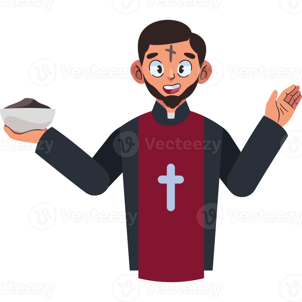 A cartoon priest holding a bowl of bread png