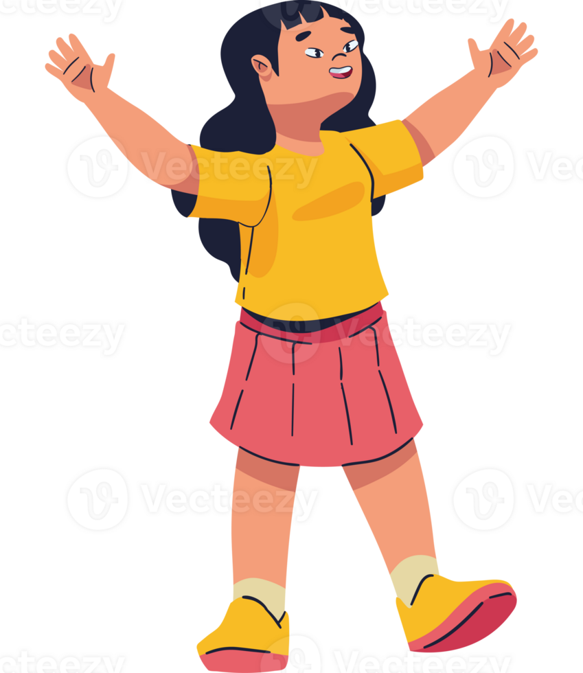 A cartoon girl with arms outstretched png