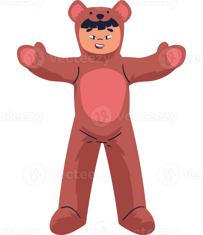 A cartoon bear in a red teddy bear costume png