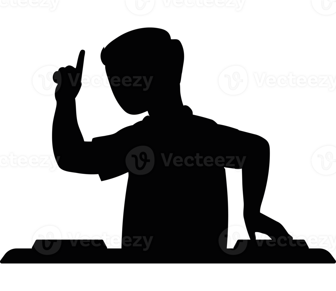 A silhouette of a person standing on a table png