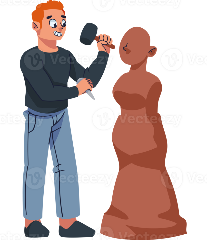 A man is painting a statue with a brush png