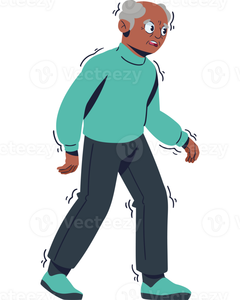 An old man walking in a cartoon style png