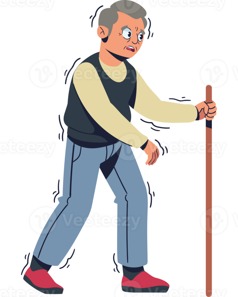 An old man walking with a stick png