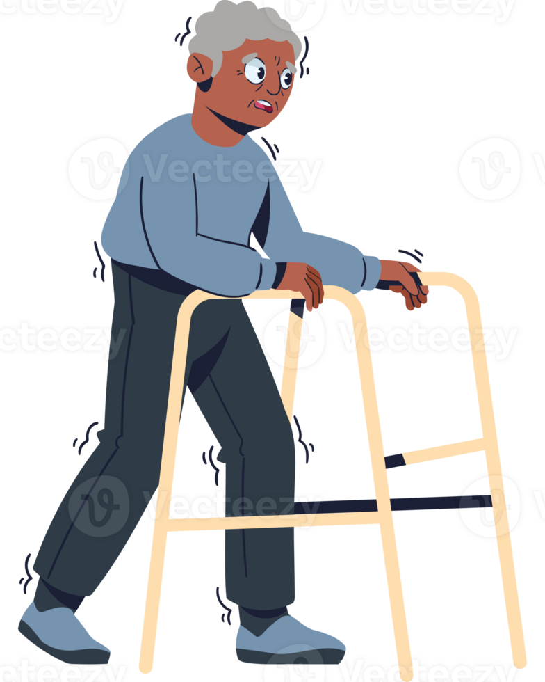 An old man walking with a walker png
