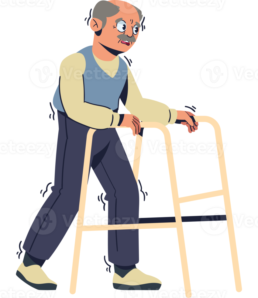 An old man walking with a walker png