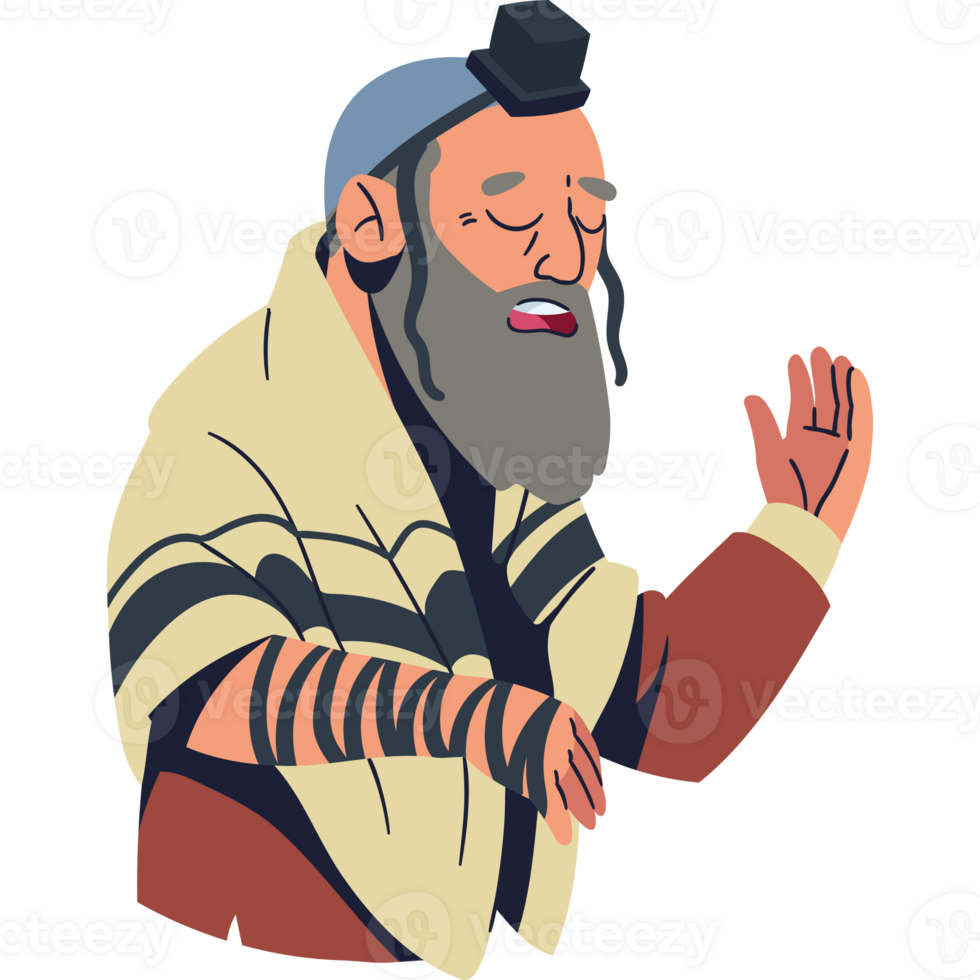An illustration of a jewish man with a beard and a long beard png