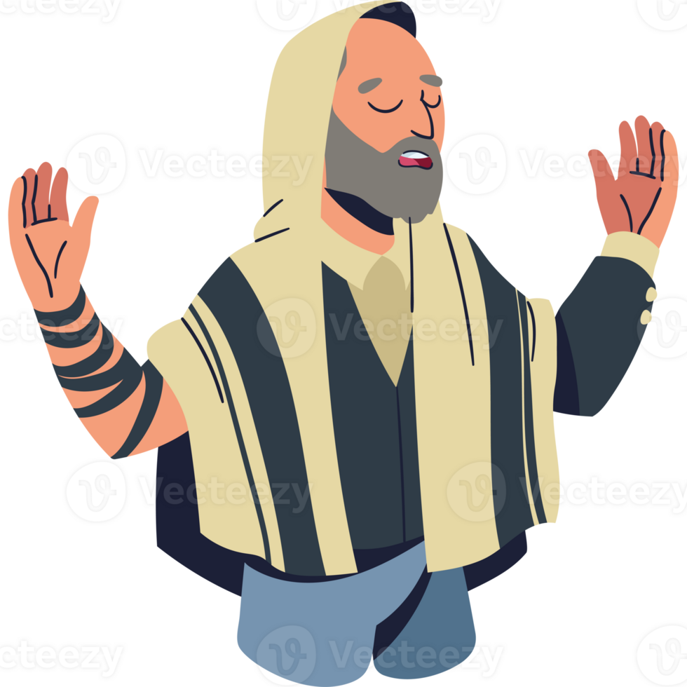 Jewish man praying with hands up png