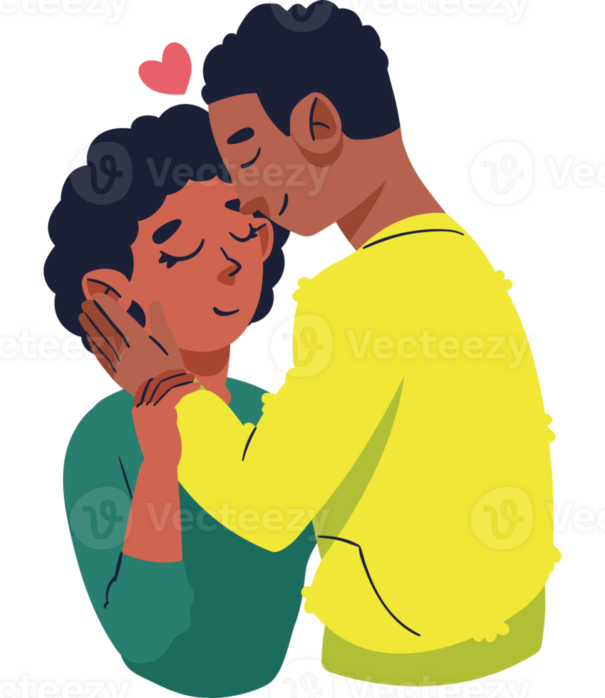 An illustration of a couple embracing png
