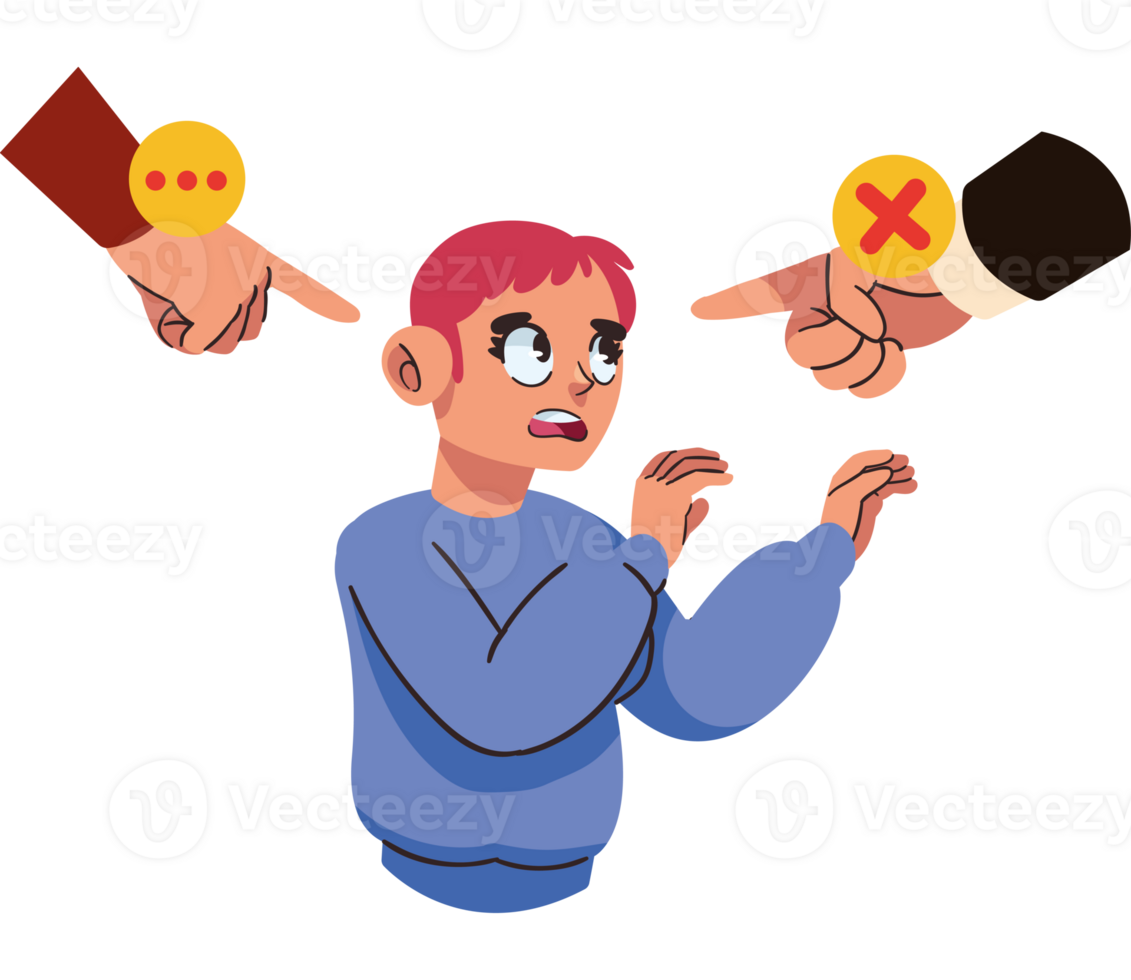 A cartoon illustration of a man pointing at a woman png
