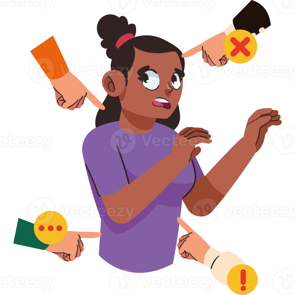 A woman is pointing to her hands and pointing to her fingers png
