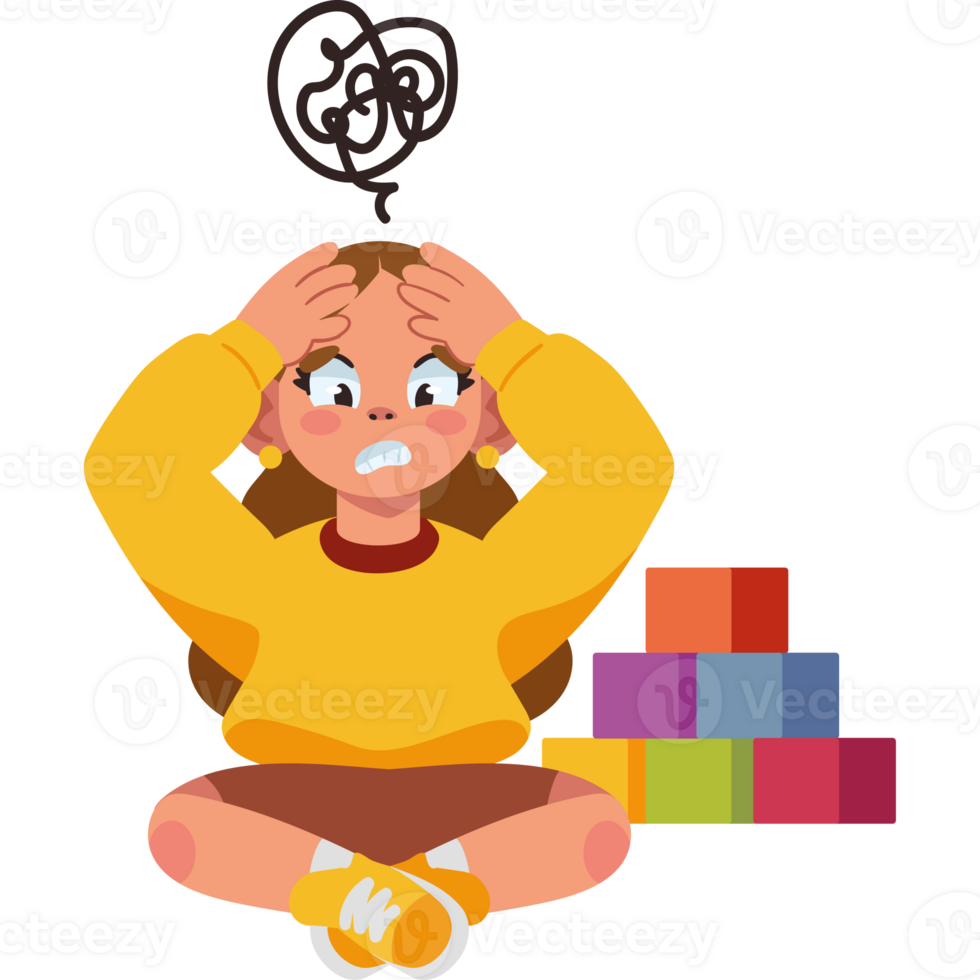 A girl sitting on the floor with a puzzle in front of her png