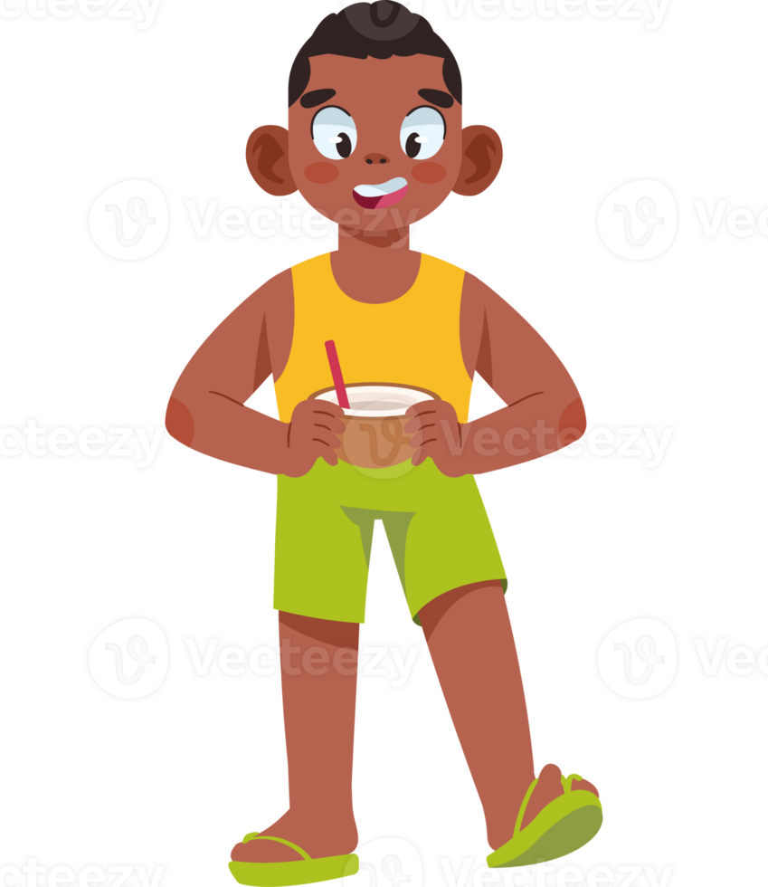 A cartoon boy holding a drink png