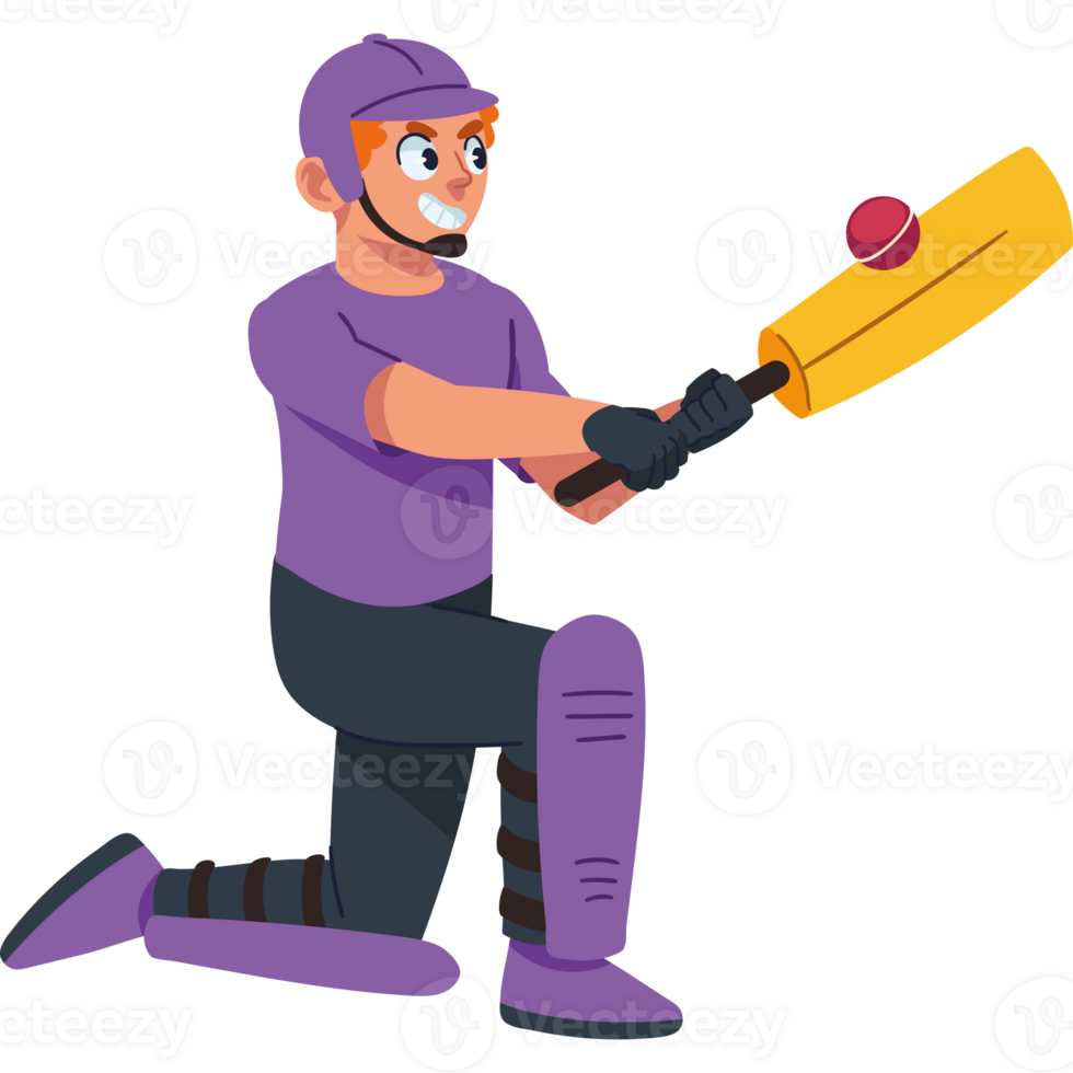 Cricket player with bat and ball png