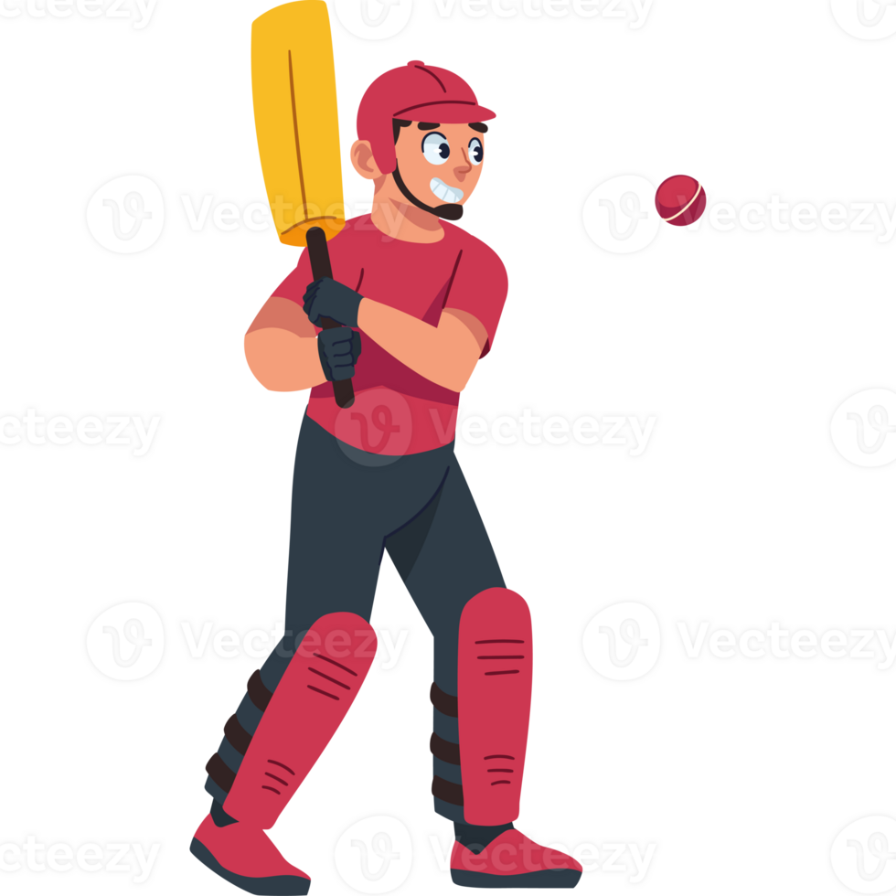 Cricket player with bat and ball png