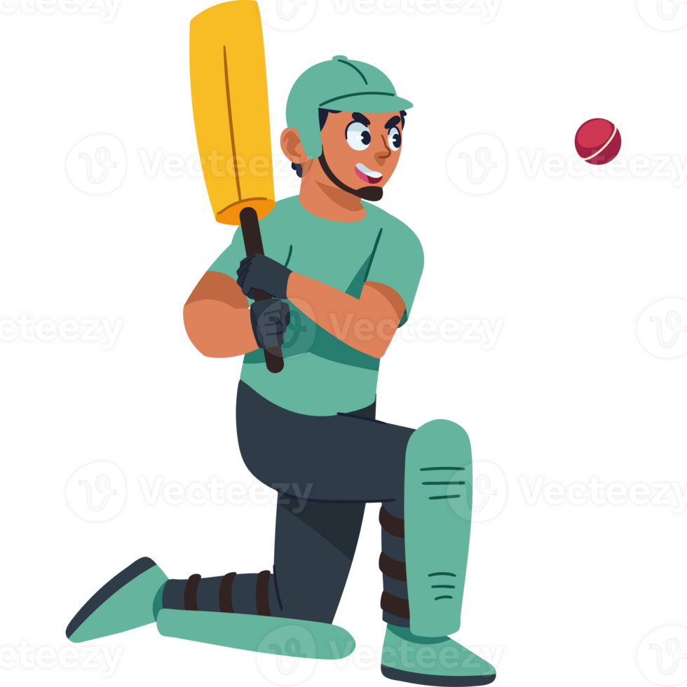 Cricket player with bat and ball png