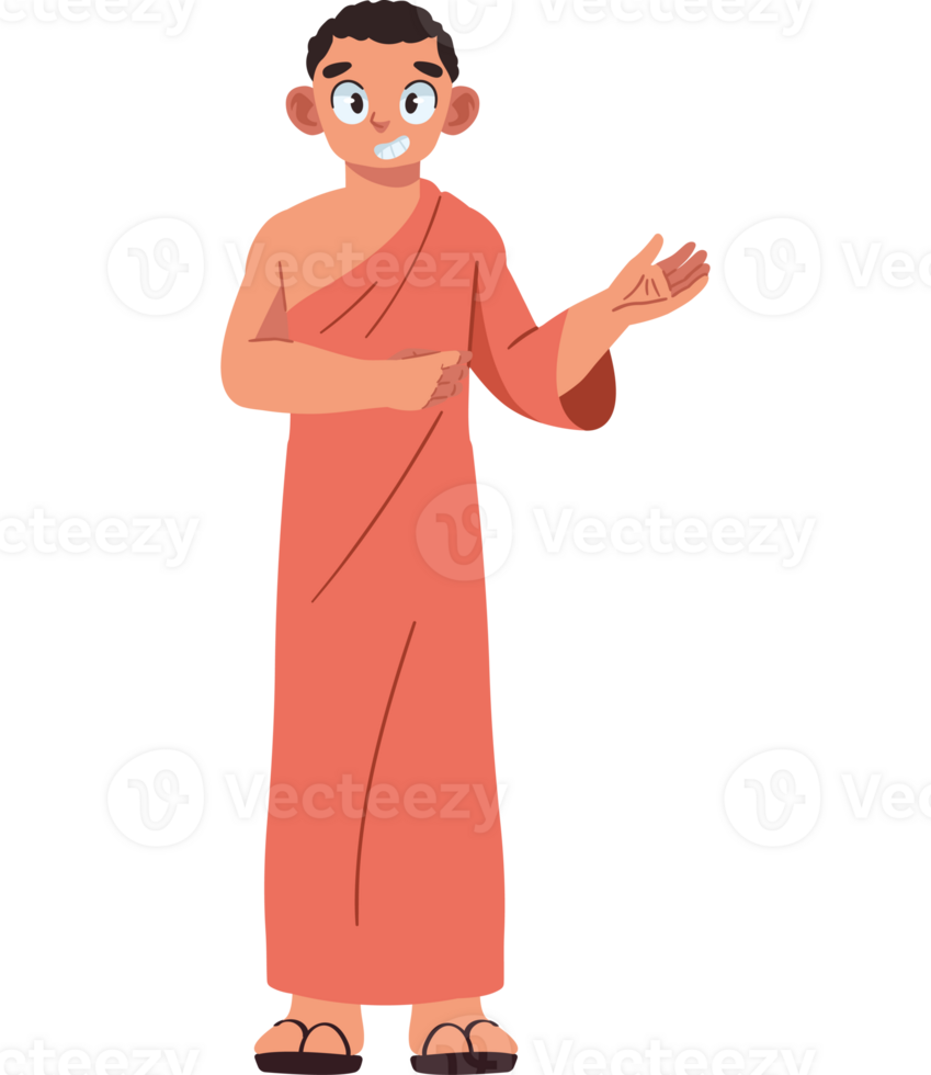 Cartoon monk with hands outstretched png
