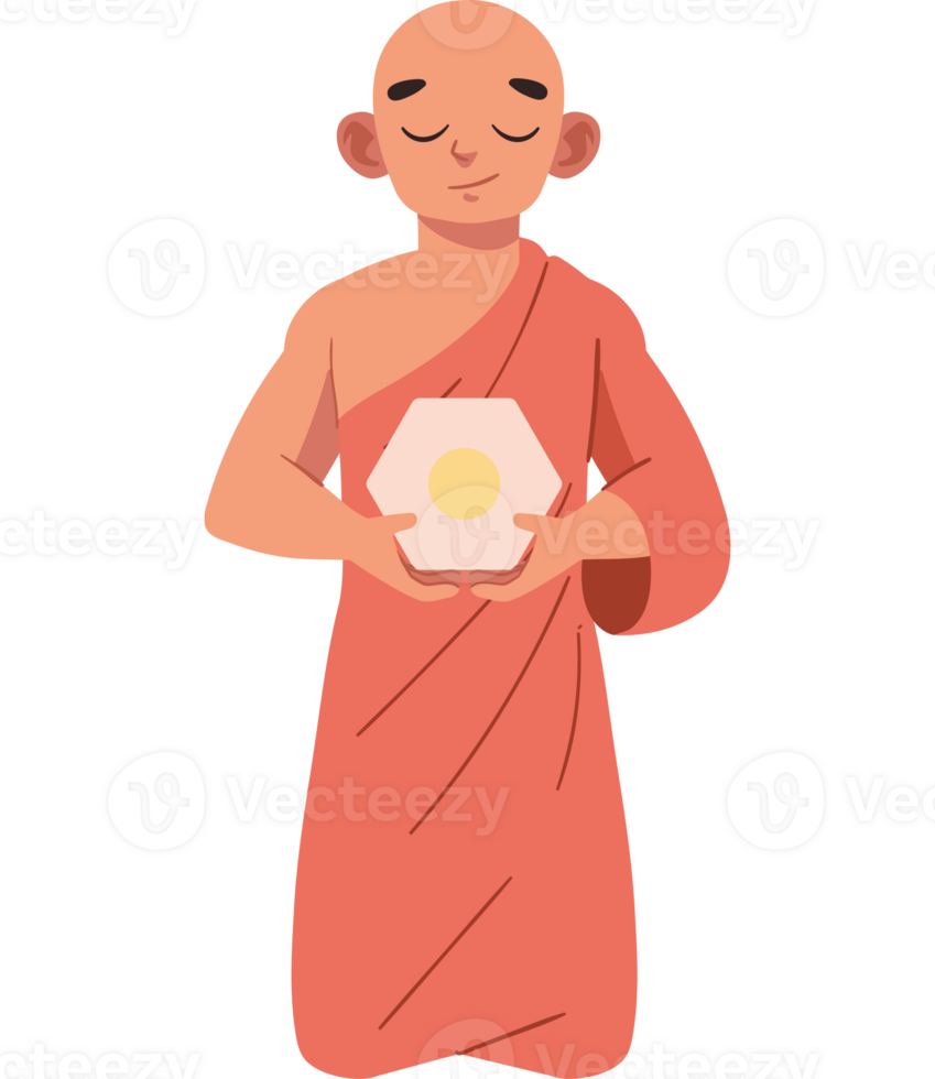 A monk holding a small egg in his hand png