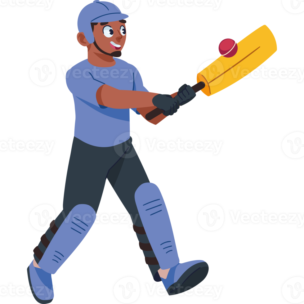 Cartoon man playing cricket with bat png