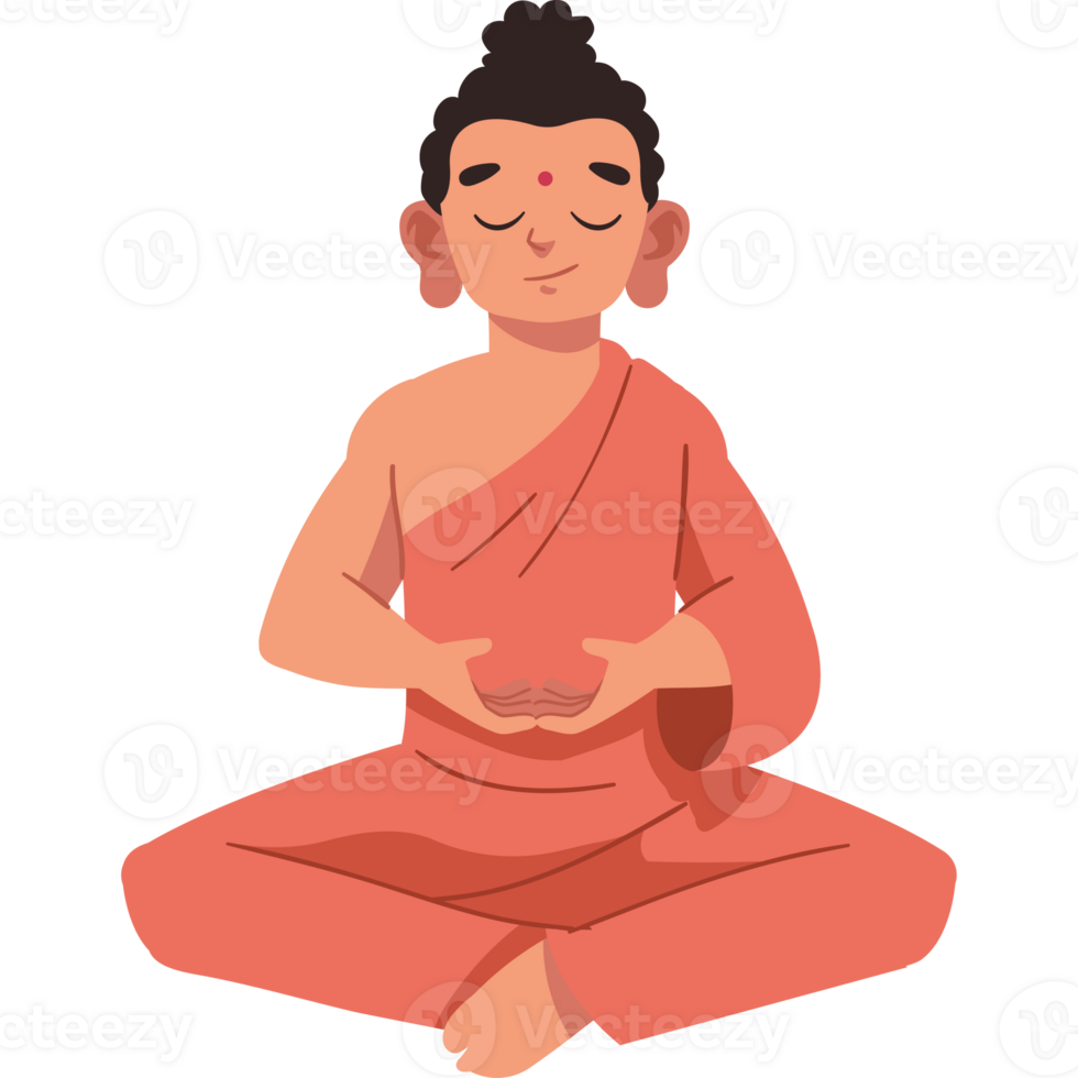 A cartoon buddha sitting in meditation png