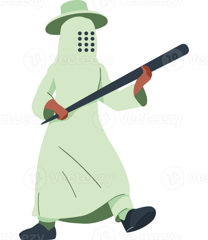 A cartoon man in a white robe holding a baseball bat png