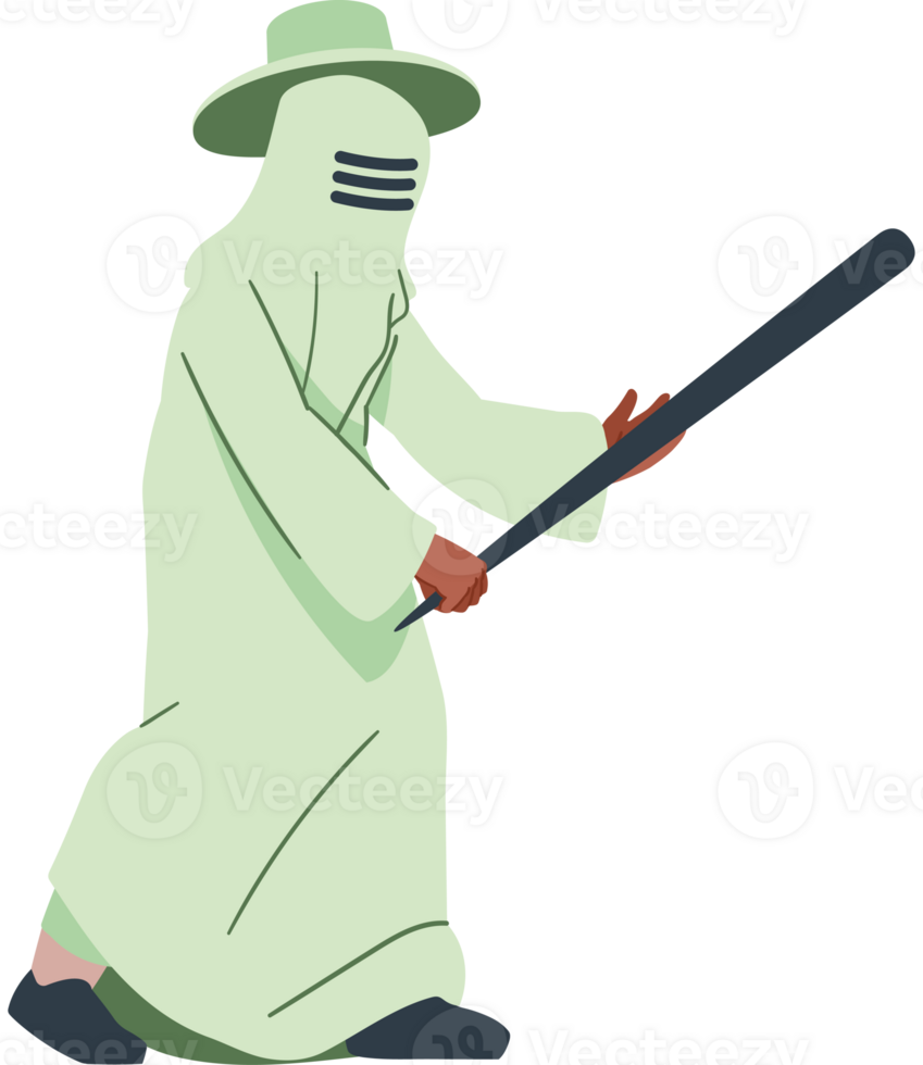 A cartoon man in a green robe holding a baseball bat png