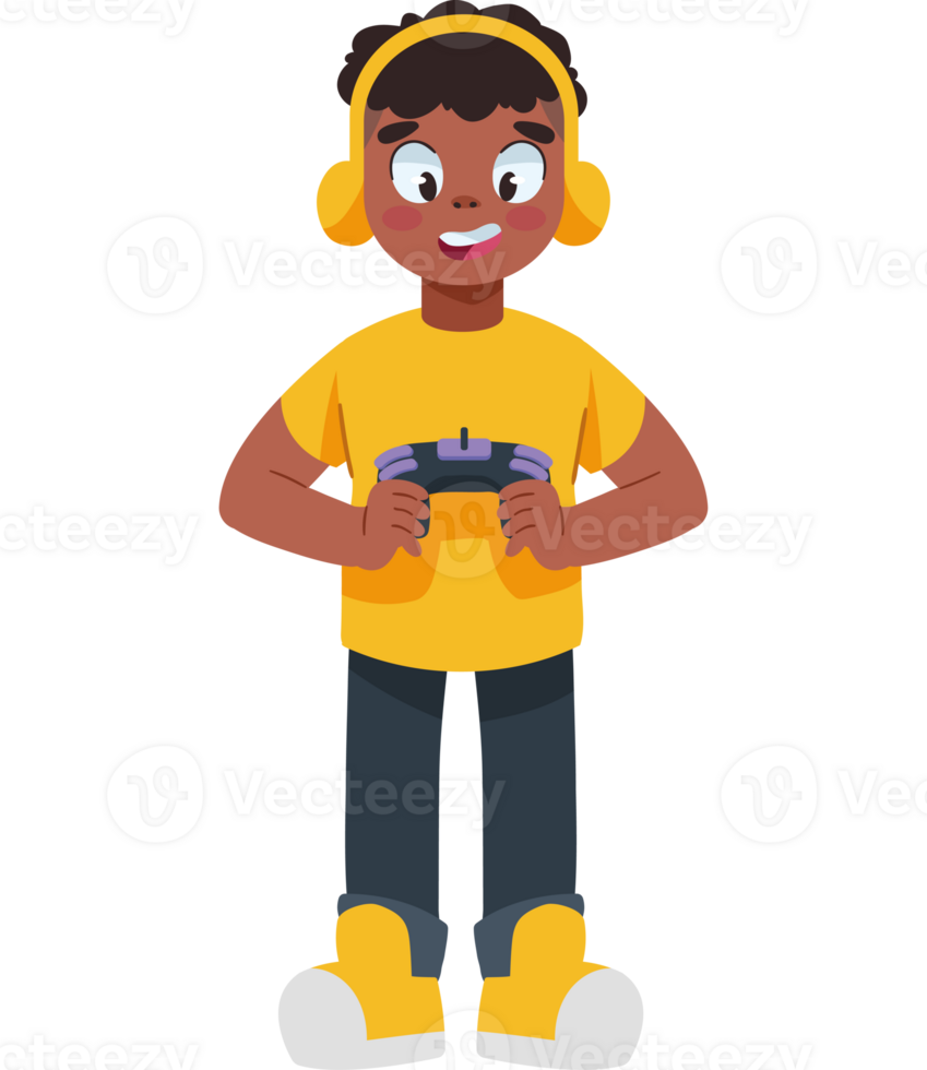 A cartoon boy holding a controller png