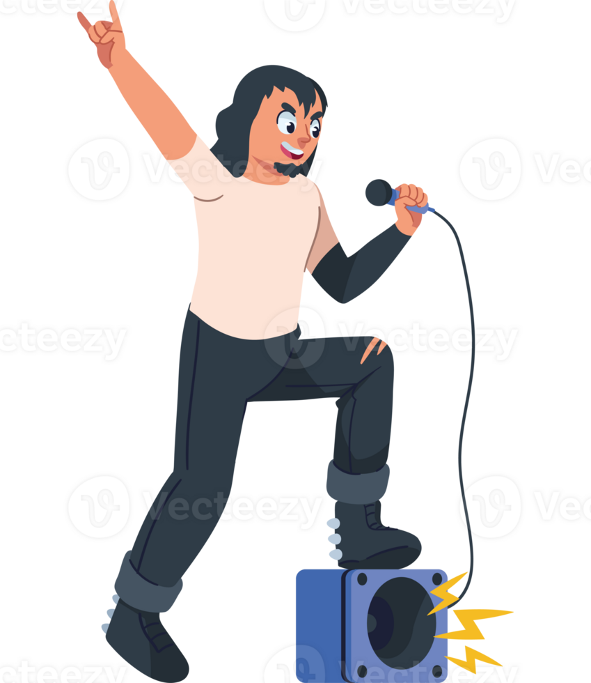 A cartoon man with a microphone and a speaker png