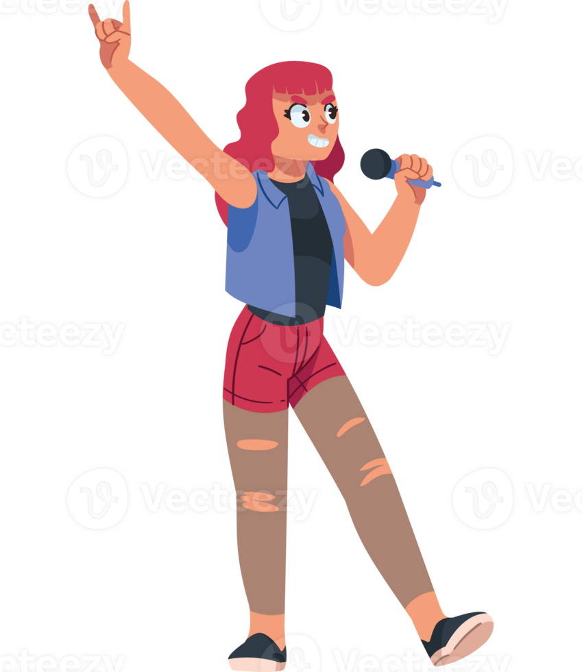 A cartoon girl with red hair and a microphone png