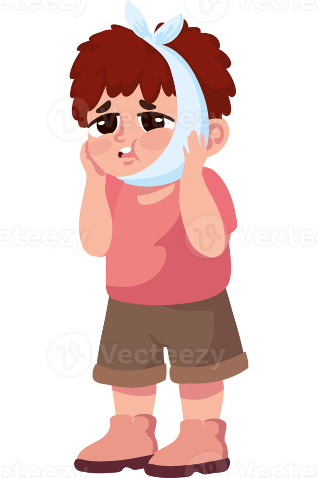 A cartoon boy with a bandage on his head png