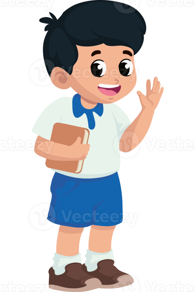 A boy in school uniform waving png