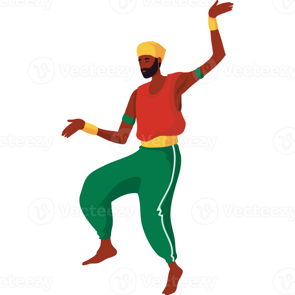 An illustration of a man in a red and green outfit dancing png