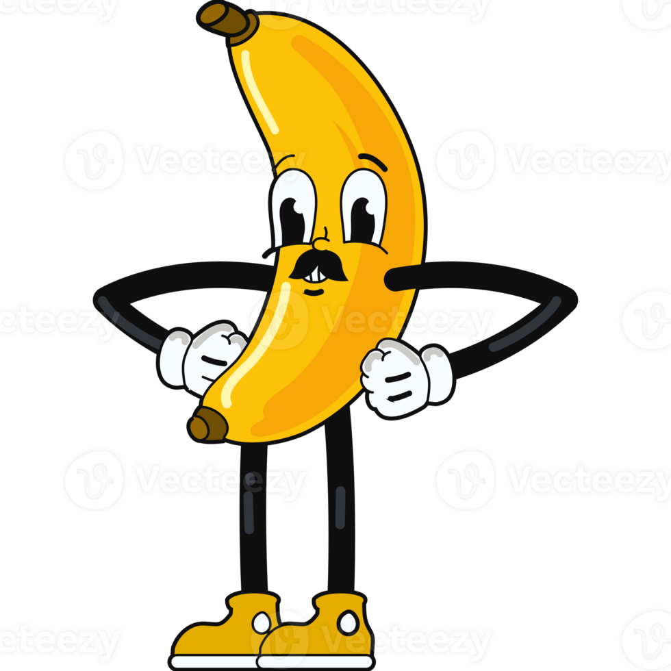 Banana cartoon character with a mustache and a mustache png
