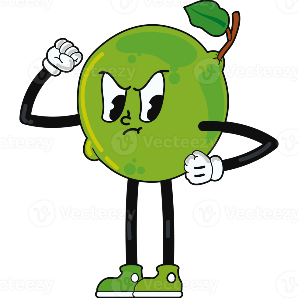 An apple with arms and legs, flexing his muscles png