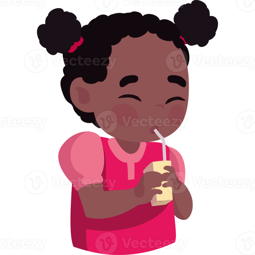 An image of a little girl drinking milk png