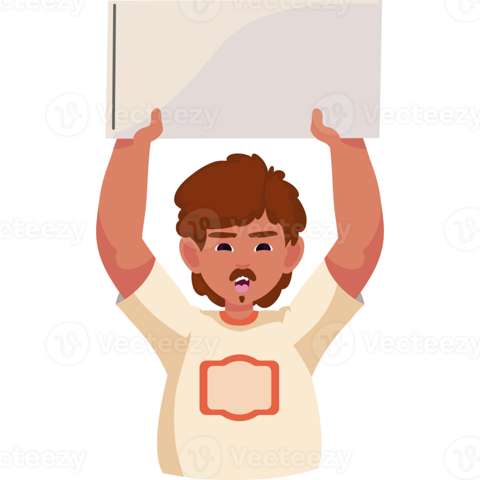 A man holding up a blank sign png