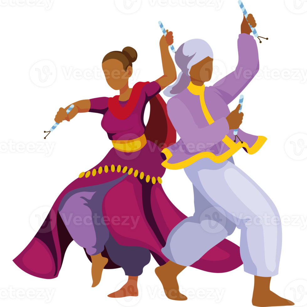 Two people dressed in traditional indian clothing are dancing png
