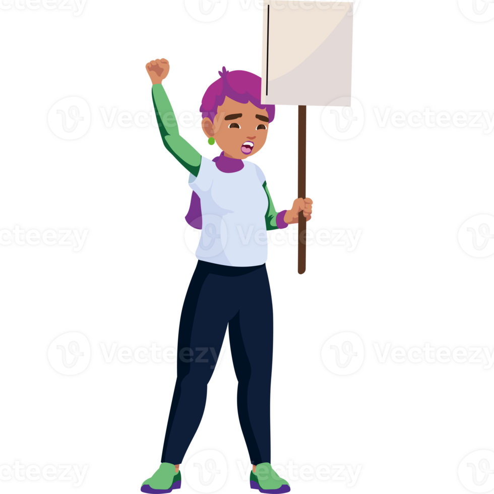 A cartoon woman holding a sign png