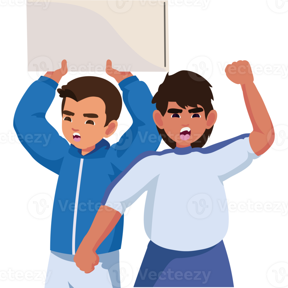 Two people holding up a sign png
