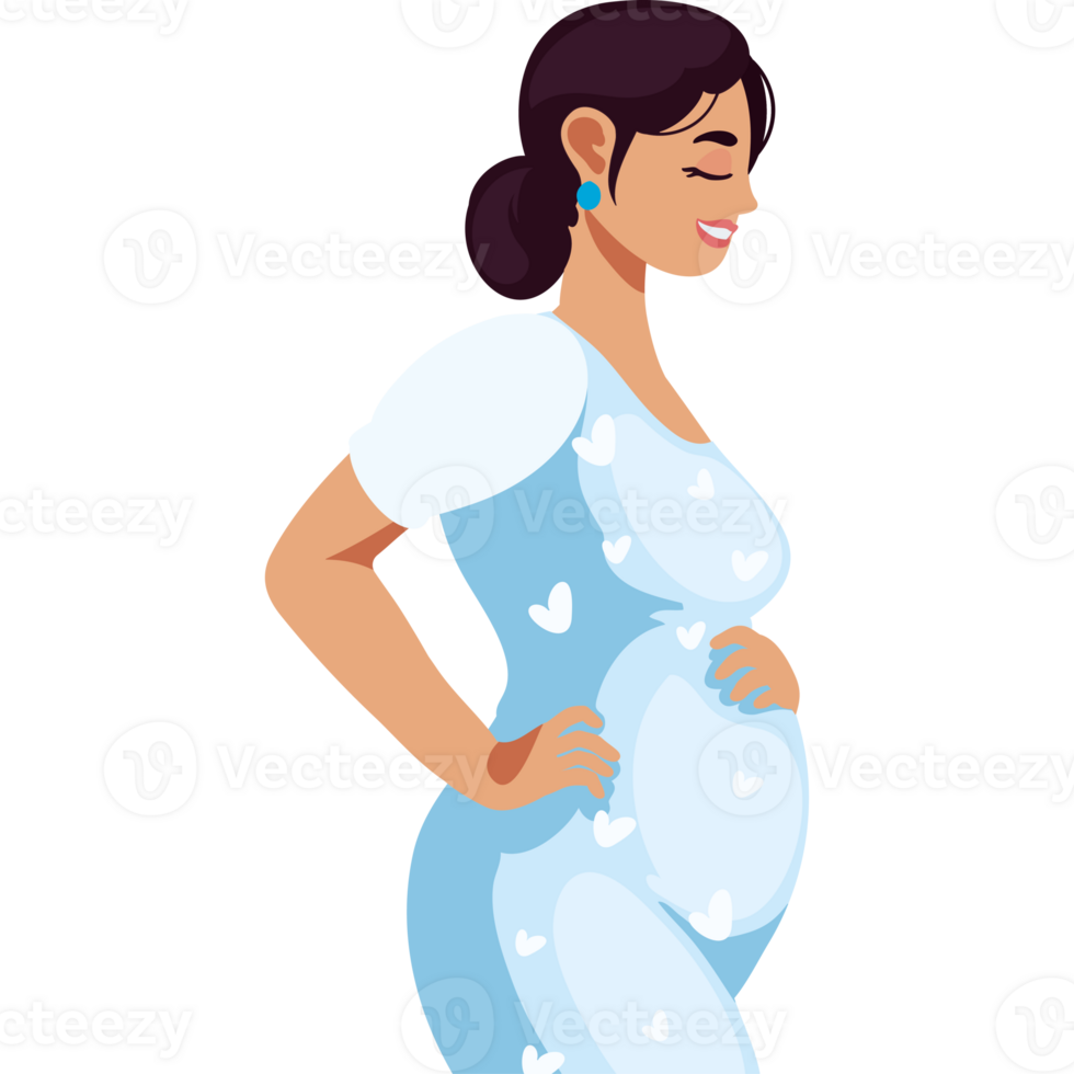 Pregnant woman in blue dress png