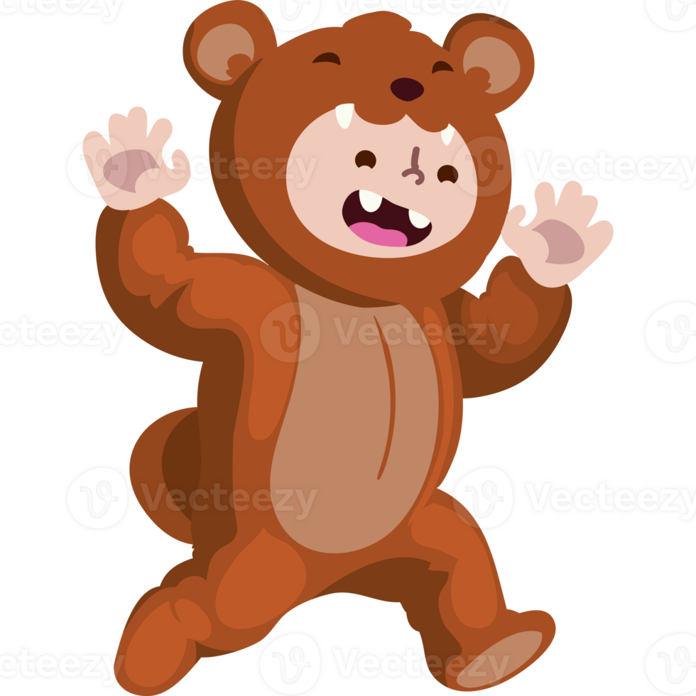 A cartoon brown bear with its arms outstretched png