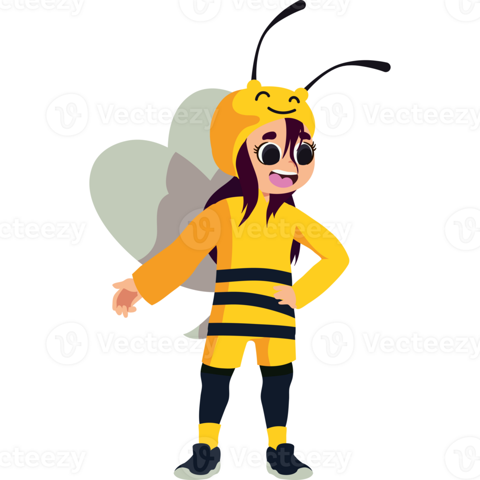 A cartoon bee in a yellow costume png