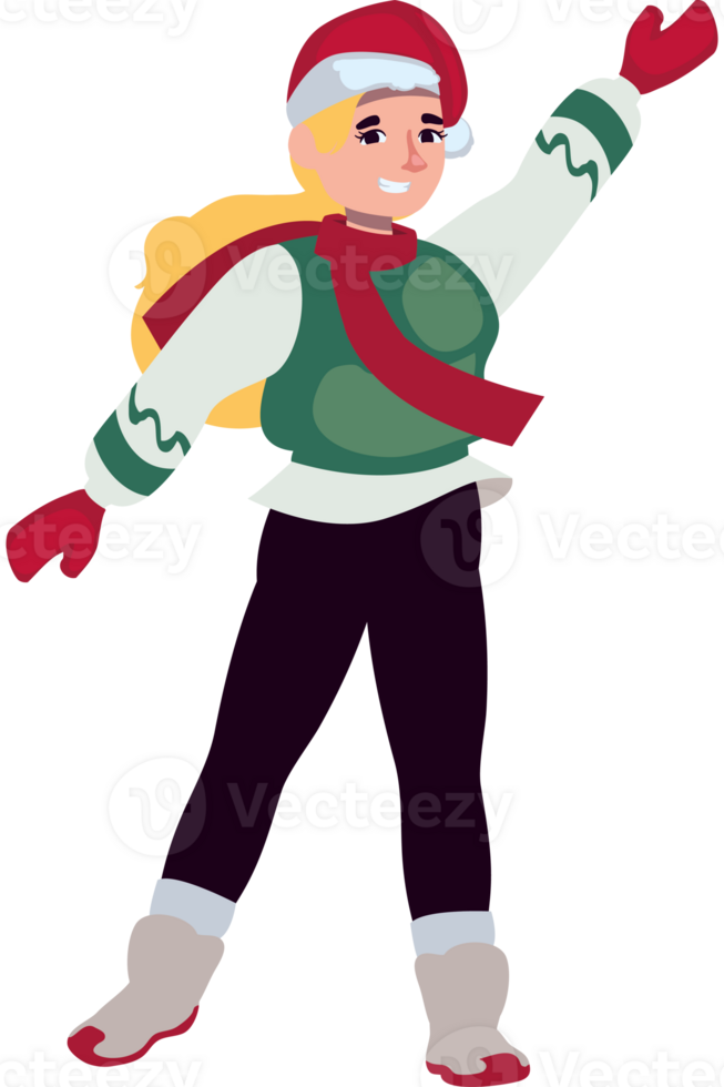 A cartoon girl in a christmas outfit png