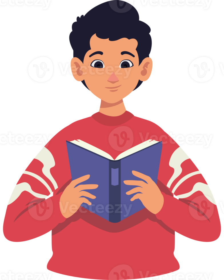 A boy is reading a book png