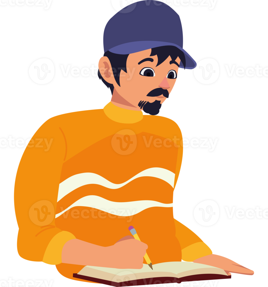 A man is writing in a book png