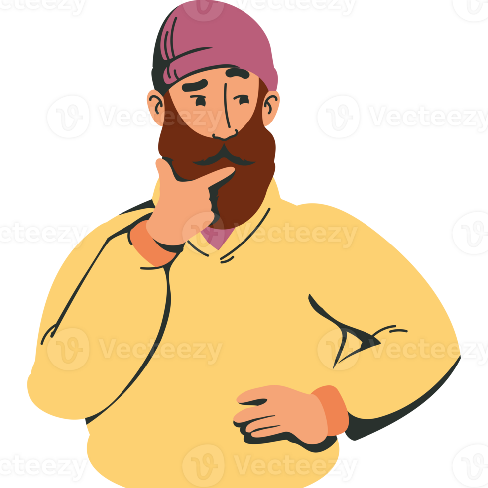 A cartoon man with a beard and a hat png