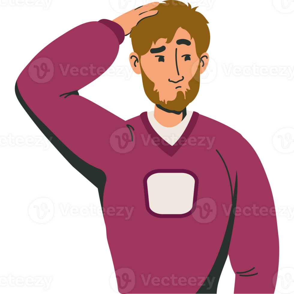 A cartoon man with a beard and a pink sweater png