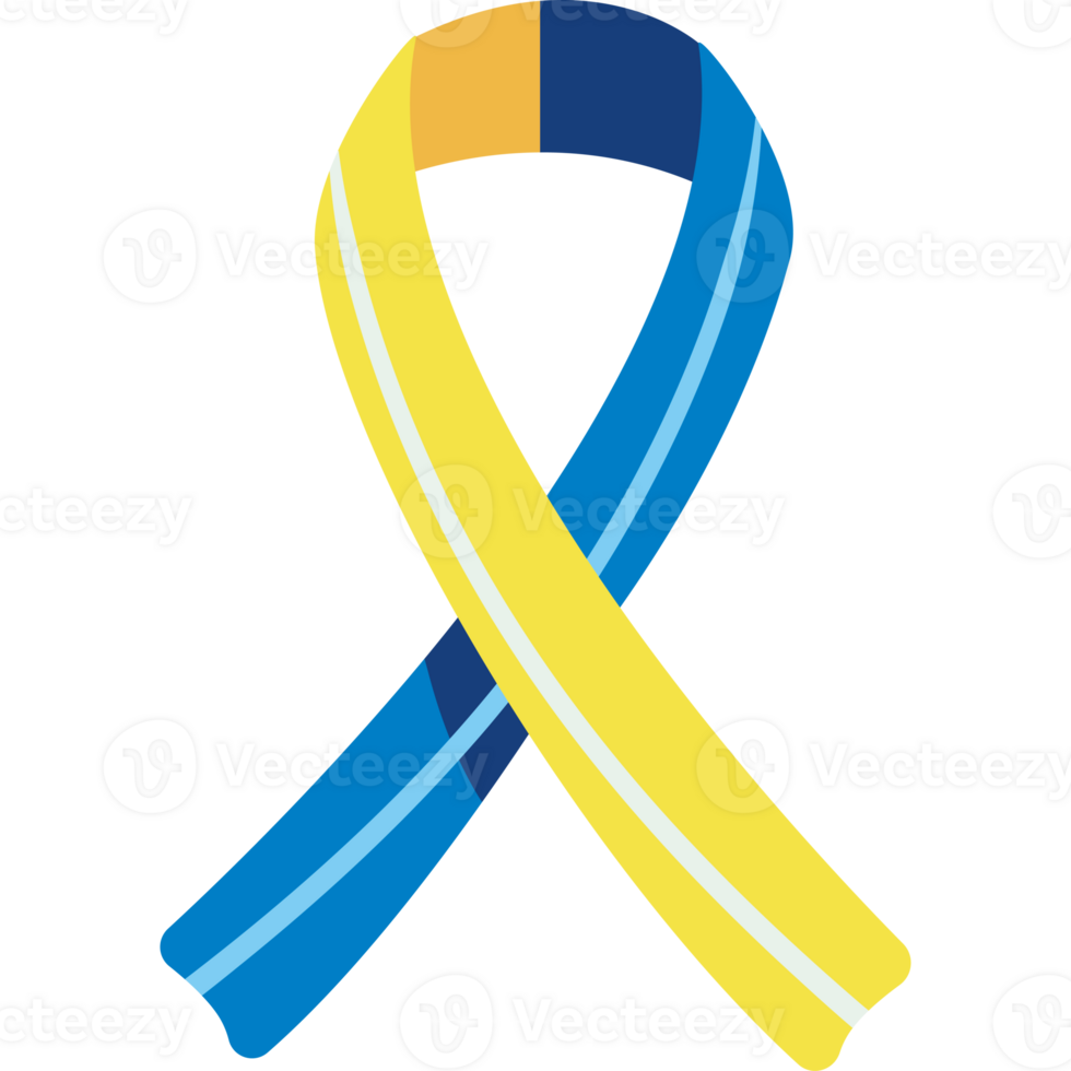 A yellow and blue ribbon with a blue stripe png