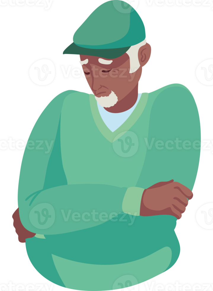An old man in a green sweater and cap png