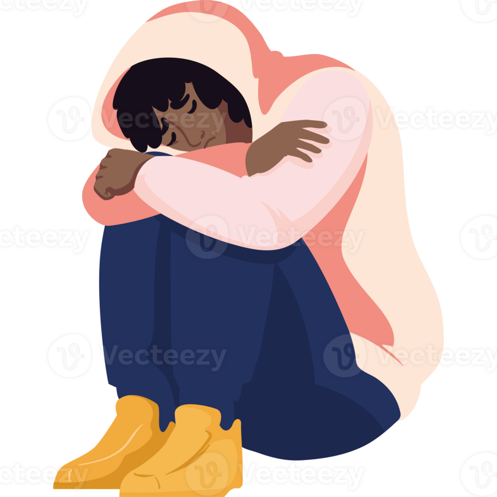 An illustration of a young woman sitting on the floor png