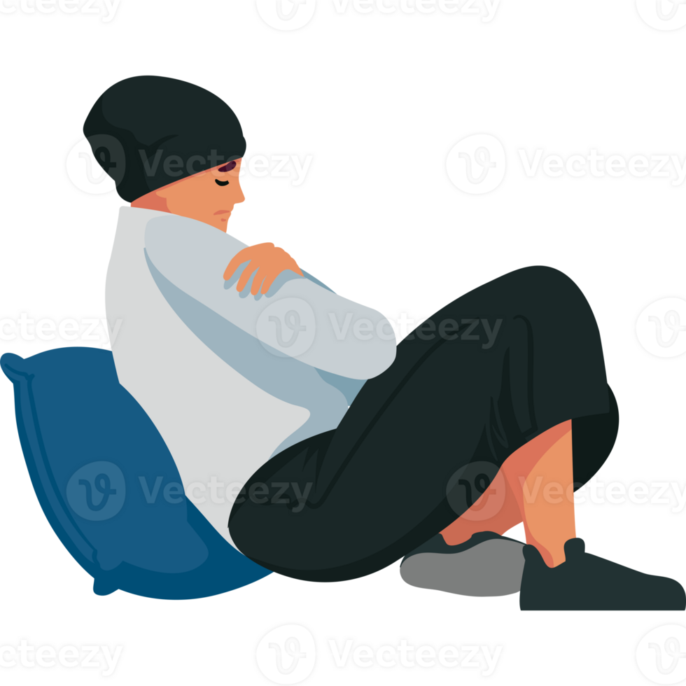 A person sitting on a bean bag png